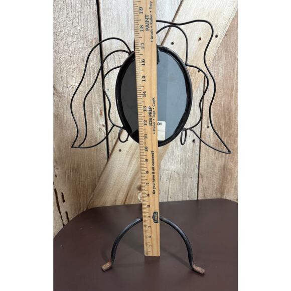 Vintage Whimsical Wrought Iron Silhouette Vanity Mirror Jewelry Holder Earrings - Picture 7 of 11